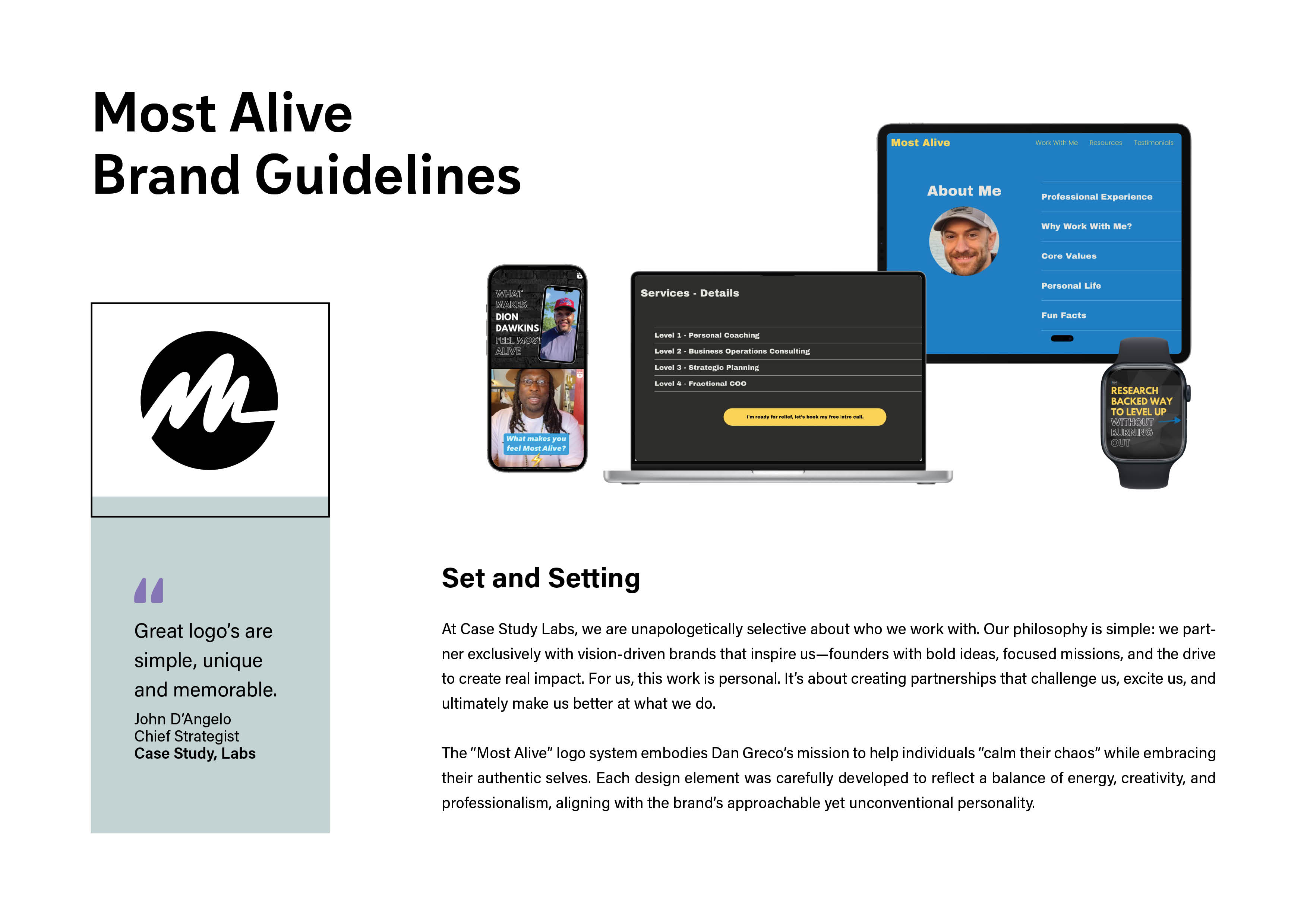Most Alive brand guideline page